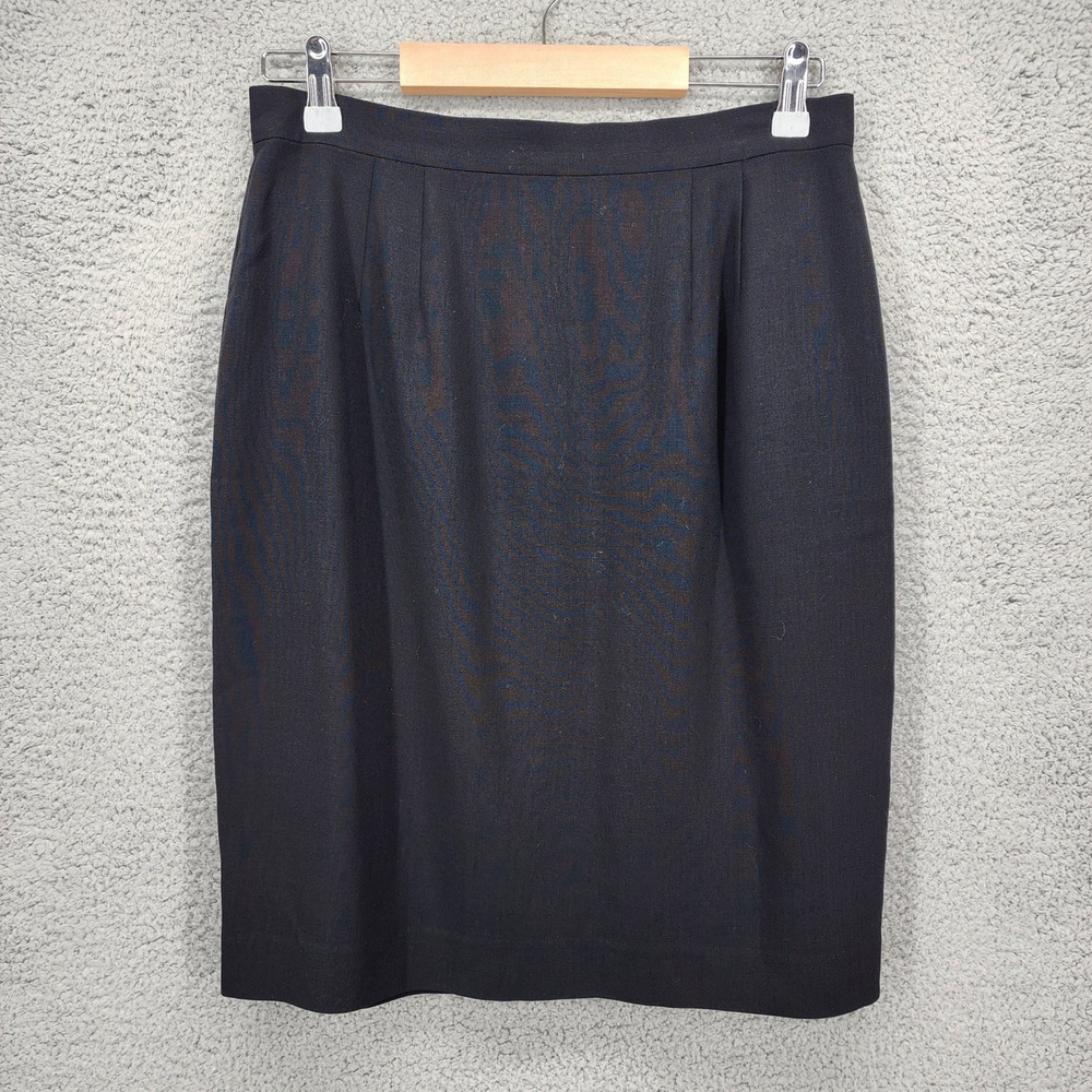 DKNY Donna Karan New York Black‎ 100% Pure Wool Pencil Skirt Vintage Size 12